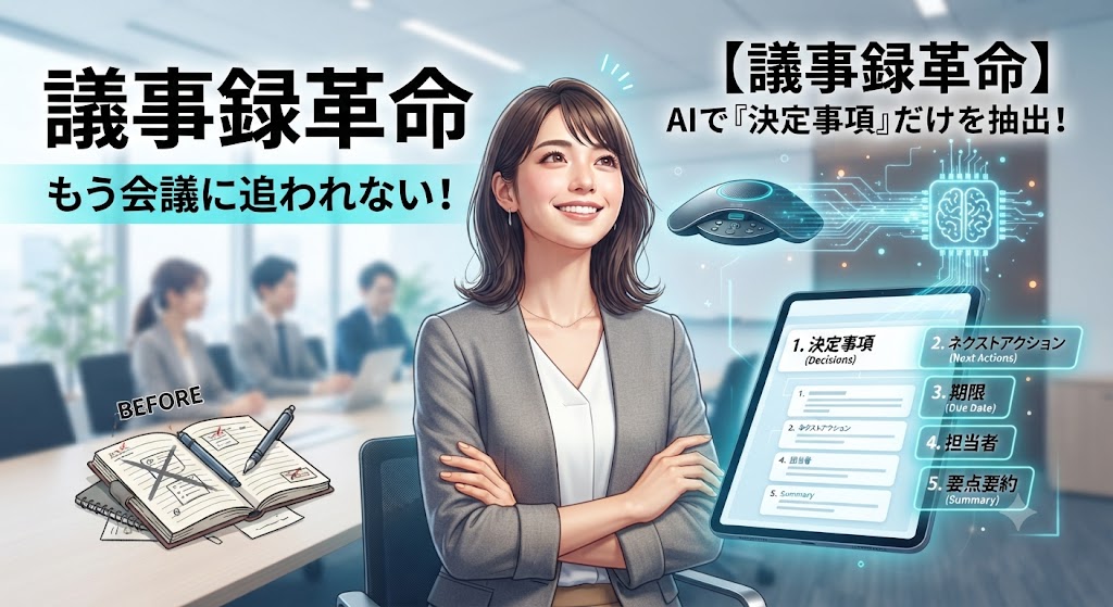 【議事録革命】もう会議に追われない！AIで「決定事項」だけを抽出する