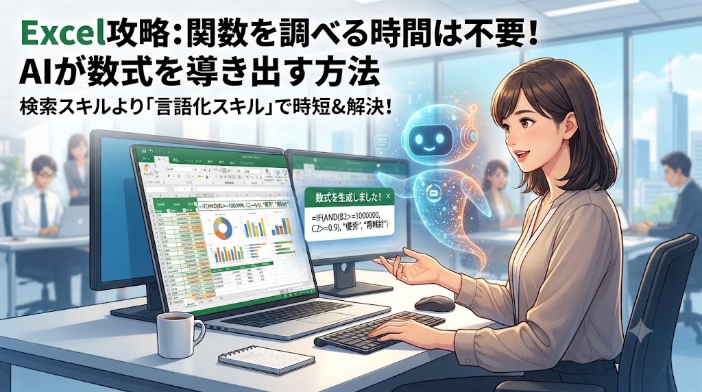 【Excel攻略】関数を調べる時間は不要！AIが数式を導き出す方法